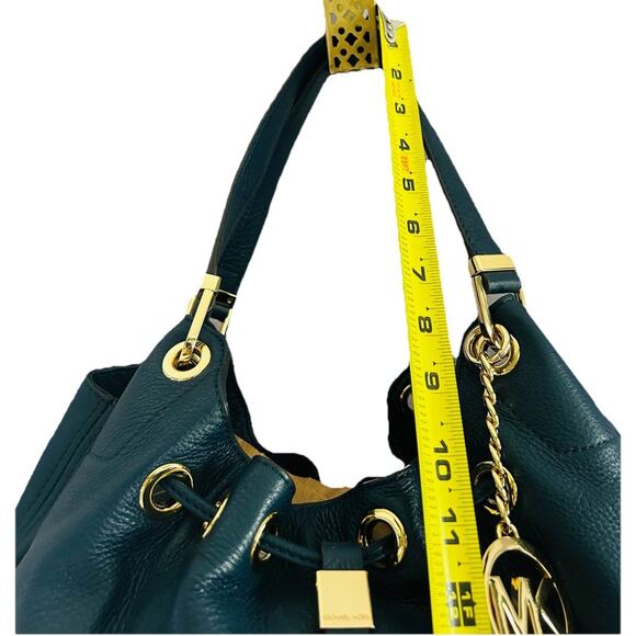 Michael Kors Navy Blue Camden Drawstring Leather Shoulder Bag Tassel Satchel MK - Picture 8 of 16